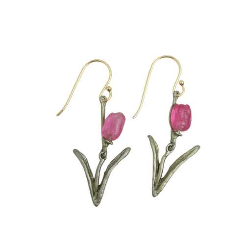 Pink Tulip Wire Earrings