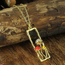 Load image into Gallery viewer, Magical Mushrooms Gold Bar Necklace