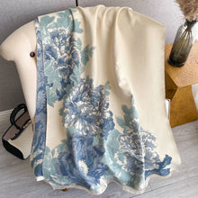 Load image into Gallery viewer, Blue &amp; White Bloom Reversible Wrap