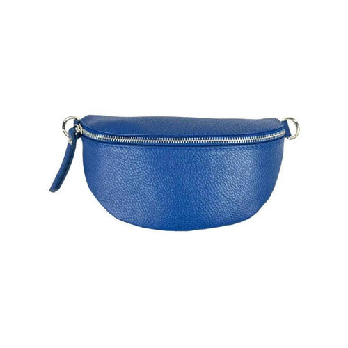 Light Blue Italian Leather Waist Bag
