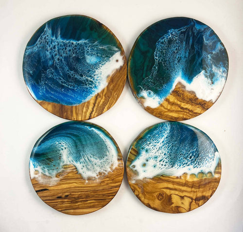 Aqua Ocean Decorated Round Coasters