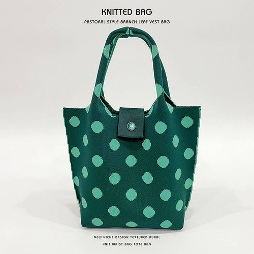 POLKA DOT KNITTED TOTE Green