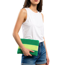 Load image into Gallery viewer, Kelly Green Stripe Raffia Pouch