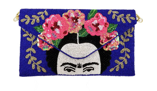 Frida Beaded Clutch Blue