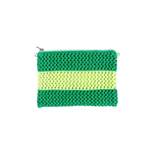 Load image into Gallery viewer, Kelly Green Stripe Raffia Pouch