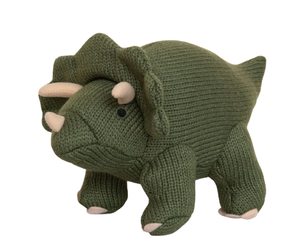 Moss Green Knitted Triceratops Dinosaur