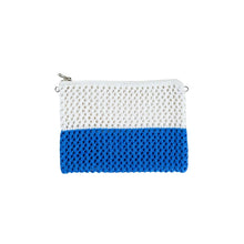 Load image into Gallery viewer, Cobalt/White Colorblock Raffia Pouch