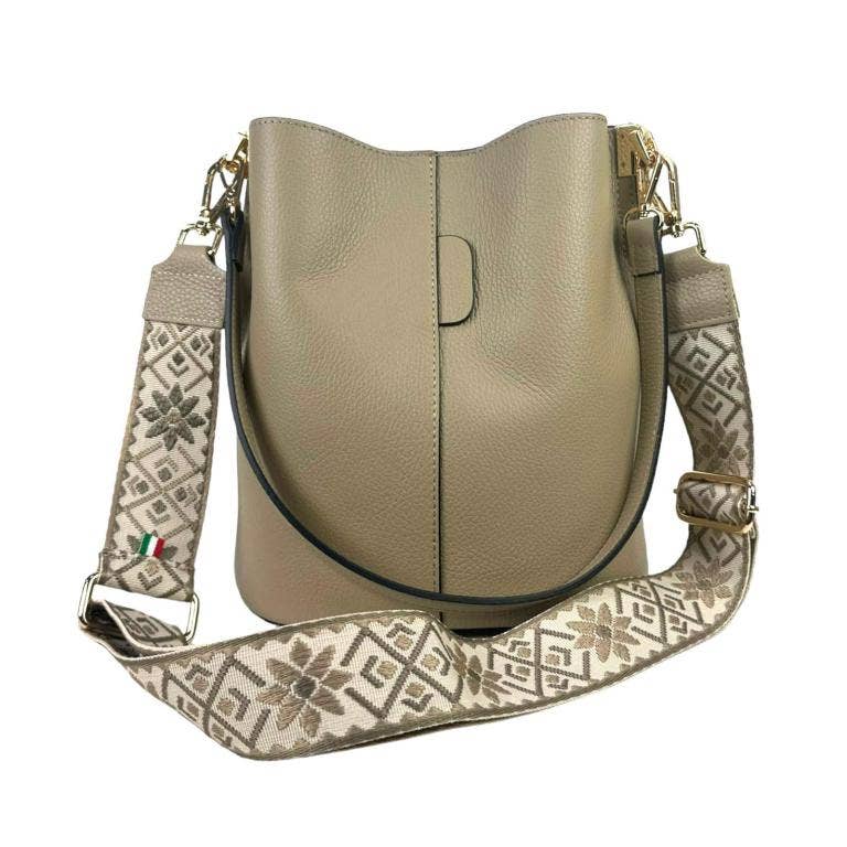 Taupe Leather Bag with Strap