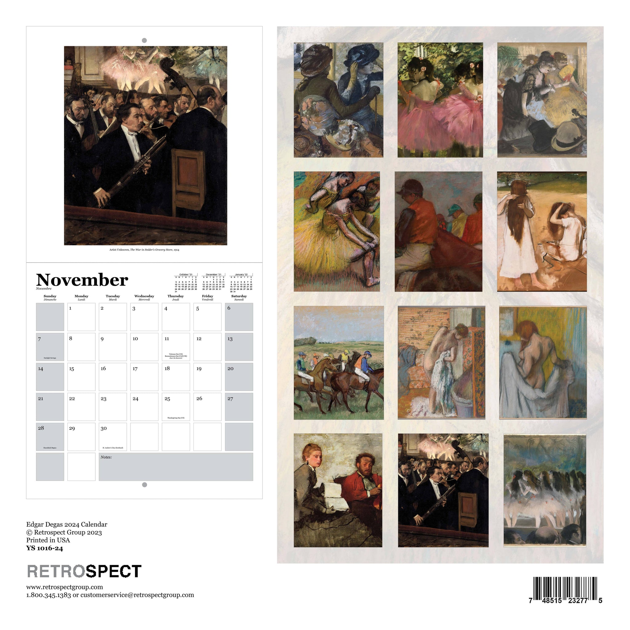 Edgar Degas 2024 Square Calendar SBMA