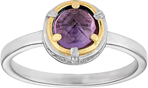 Amethyst Round Ring - Size 7