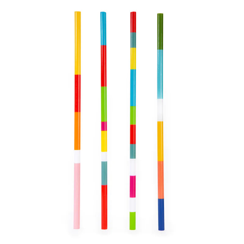 Color Block Reusable Plastic Straw