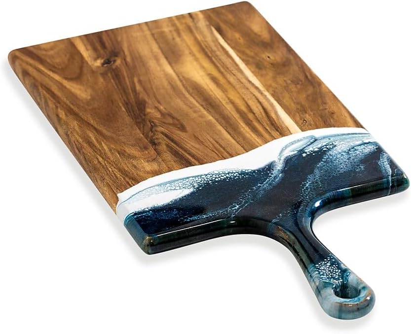 Acacia Resin Cheeseboard Large Navy/White/Metallic 10x20