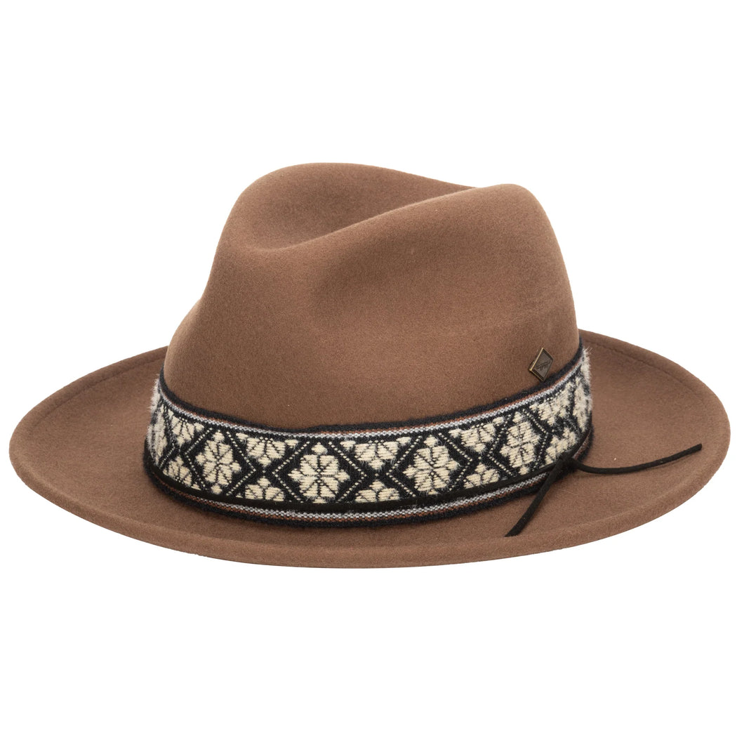 Taupe Wool Felt Fedora Jacquard Band L/X