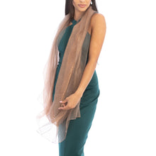 Load image into Gallery viewer, Striped Sparkle Sheer Social Wrap Scarf - Copper