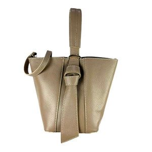 Taupe Leather Handbag with Shoulder Bag