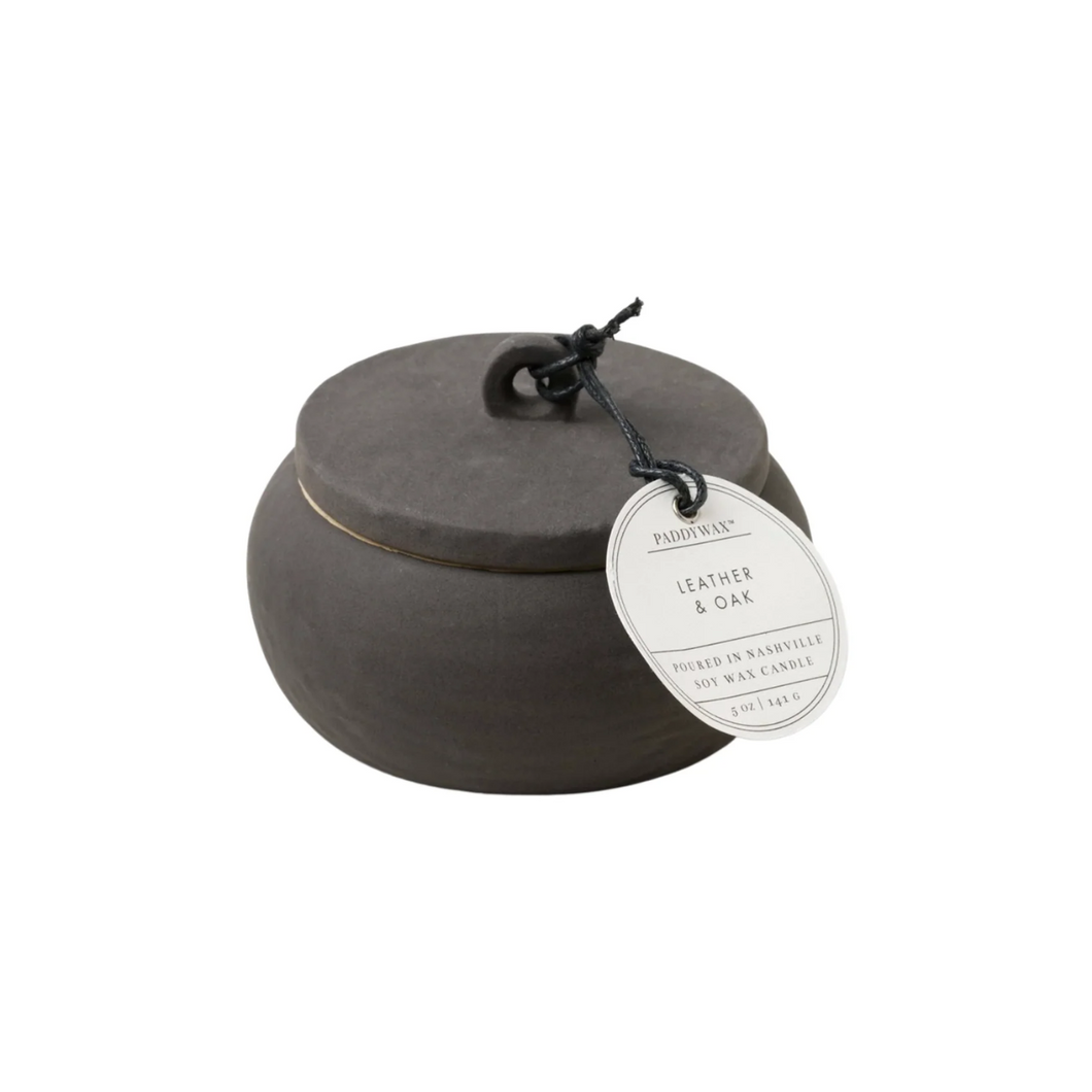 Black Cali Leather & Oak Candle Small