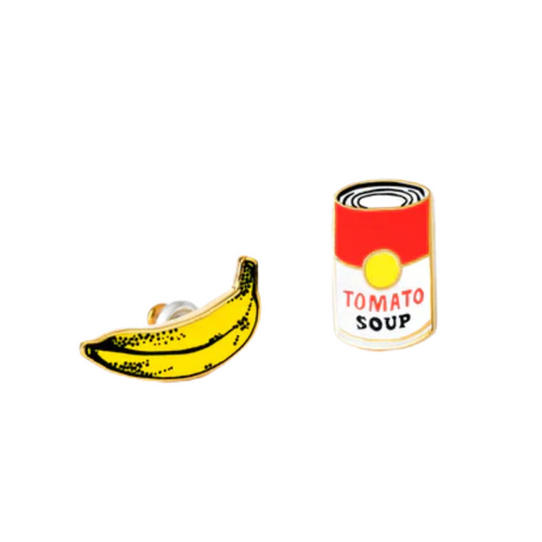 Pop Art Banana & Soup Earrings