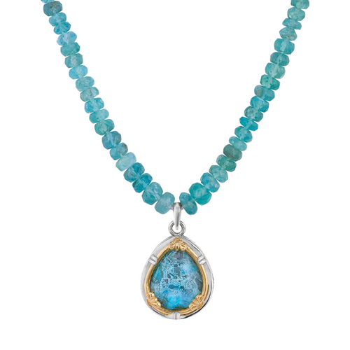 Chrysocolla Teardrop with Apatite Necklace