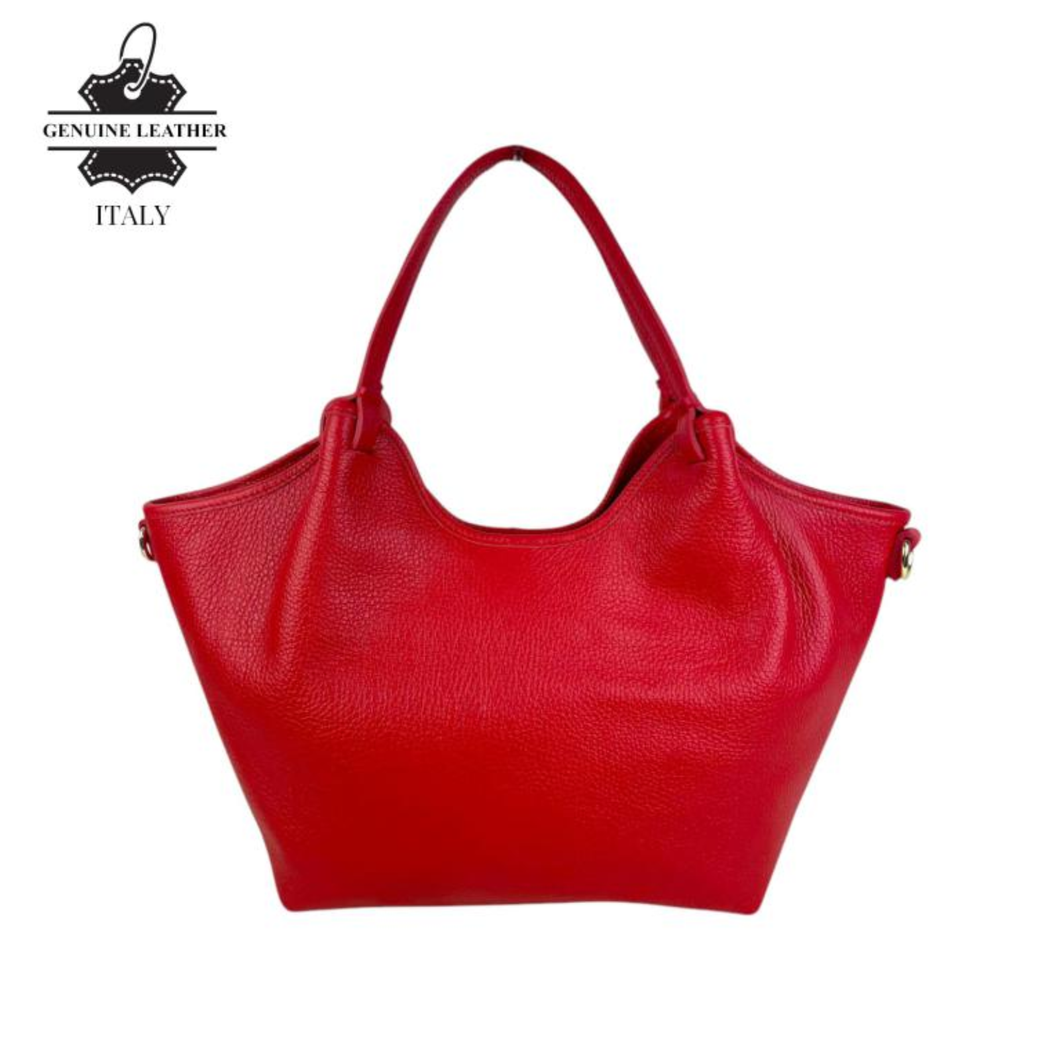 Large Leather Handbag - Red