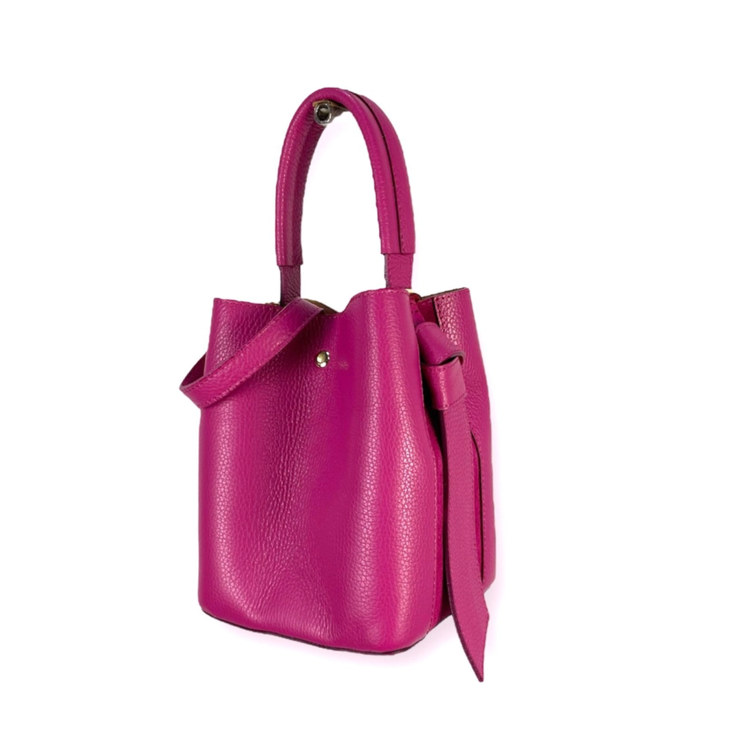 Italian Leather Cube Bag - Fuchsia