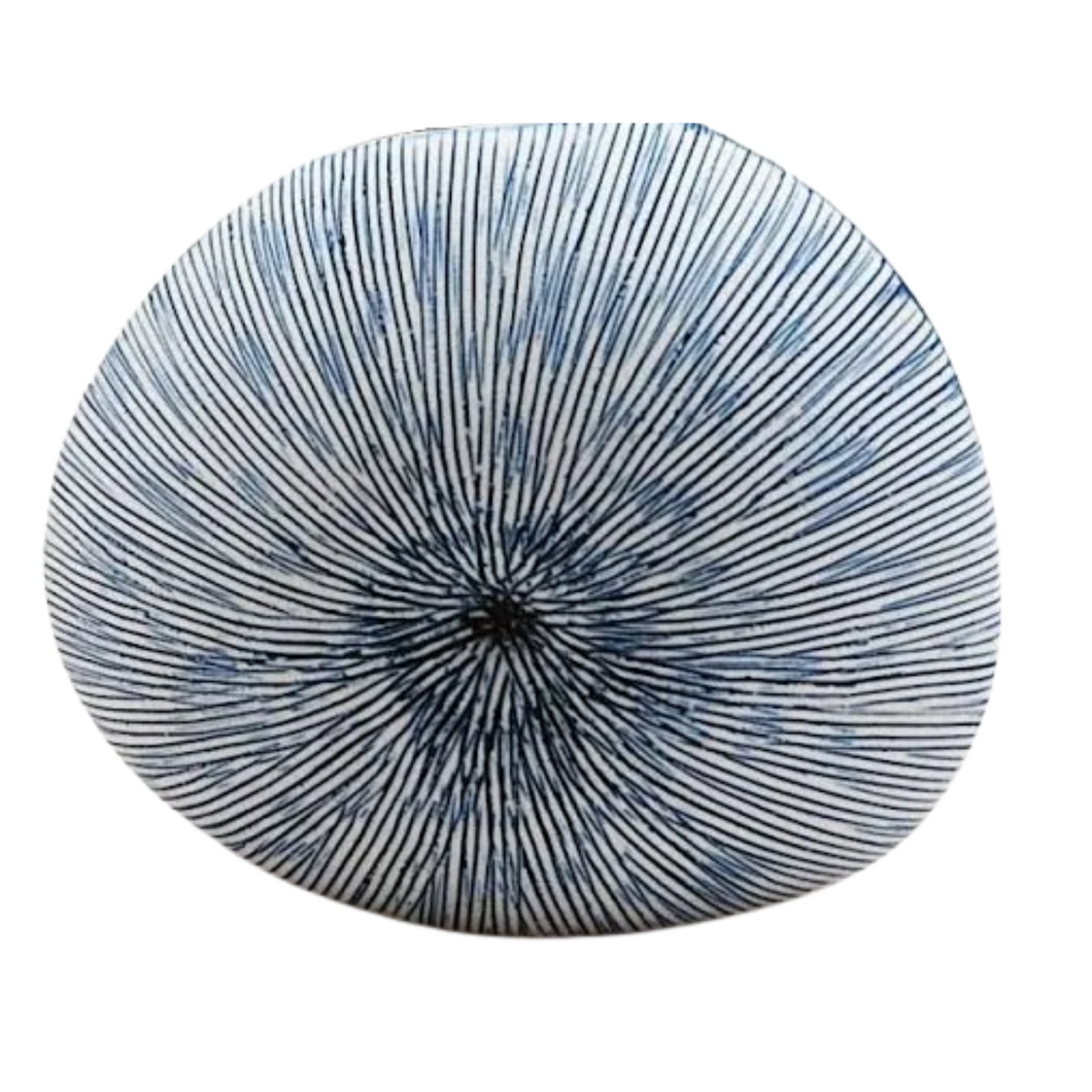 Diva Round Mini L Porcelain Vase Blue Stripe