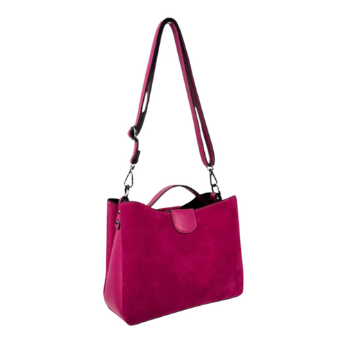 Fuchsia Leather & Suede Handbag