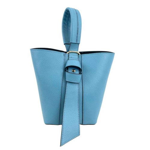 Light Blue Leather Handbag with Shoulder Bag