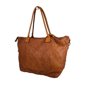 Brown Vintage Style Washed Leather Shopper Bag