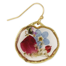 Load image into Gallery viewer, Blue &amp; Red Dried Flower Earrings