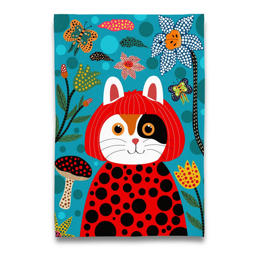 Calico Cat Yayoi Kusama KusaMEOW Tea Towel