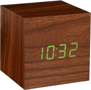 Click Clock Cube Walnut Green