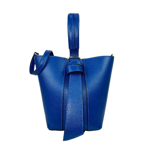 Electric Blue Leather Handbag with Shoulder Bag