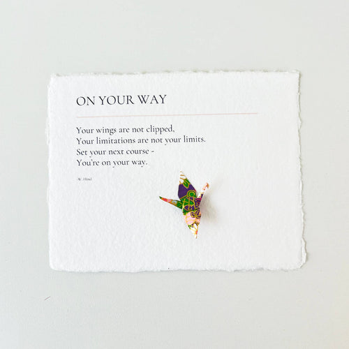 On Your Way: Origami Crane Embellished Birthday or Grad Card