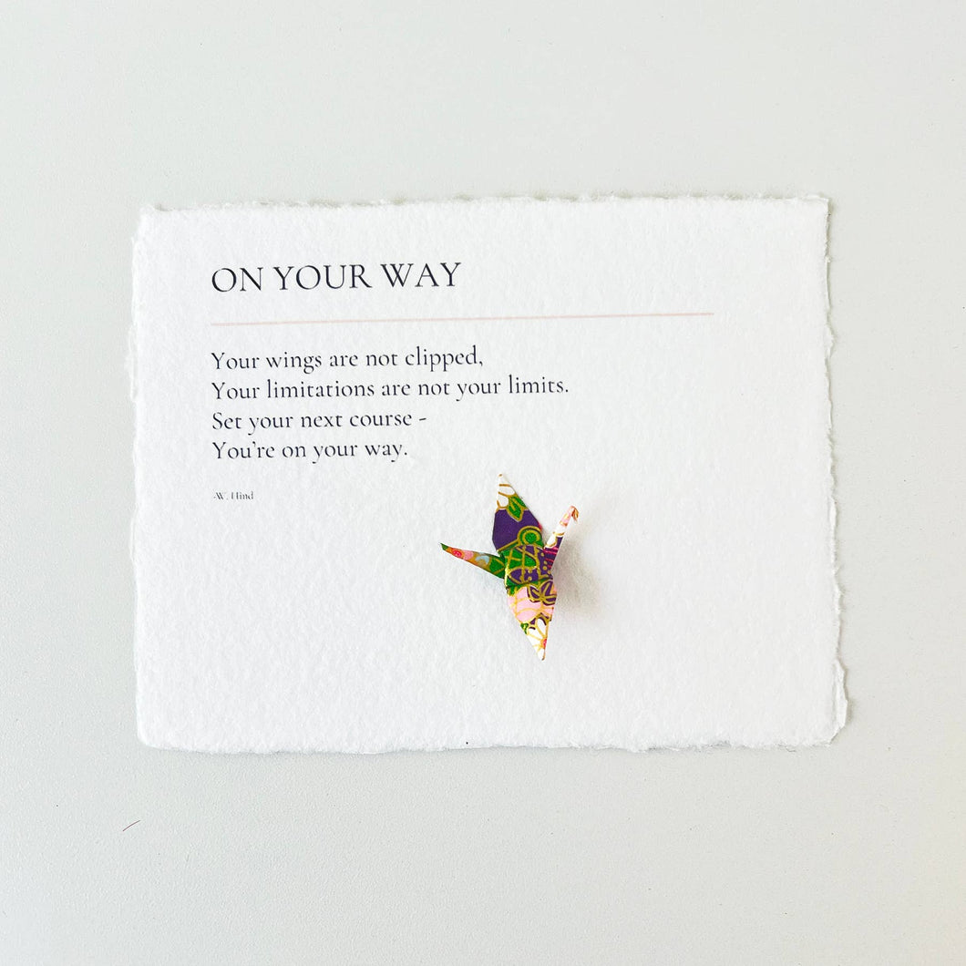 On Your Way: Origami Crane Embellished Birthday or Grad Card