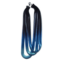 Load image into Gallery viewer, 3 Strand Fern Chain Necklace: Black with Electric Blue Ice and Green Pearl