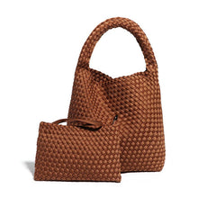 Load image into Gallery viewer, Brown Woven Fabric Shoulder Bag