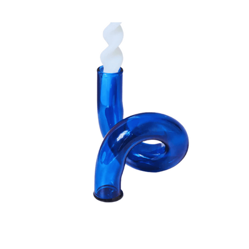 Glass Candlestick Holder/Vase Blue