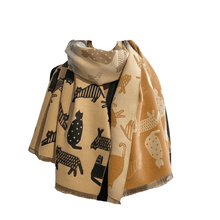 Load image into Gallery viewer, Tan &amp; Black Spotted Cats Reversible Wrap