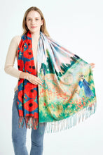 Load image into Gallery viewer, Monet Poppy Print Reversible Scarf