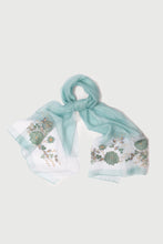 Load image into Gallery viewer, Floral Embroidered Scarf - Aqua