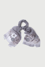 Load image into Gallery viewer, Floral Embroidered Scarf - Grey