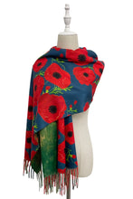 Load image into Gallery viewer, Monet Poppy Print Reversible Scarf
