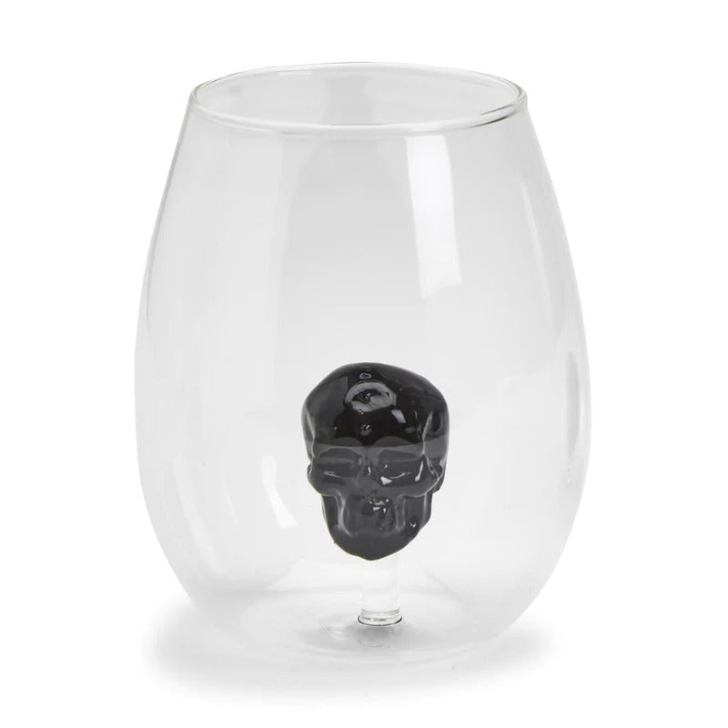 Black Skull Wine Glass