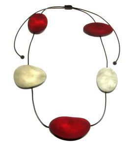 Red & White Adjustable Cord Necklace