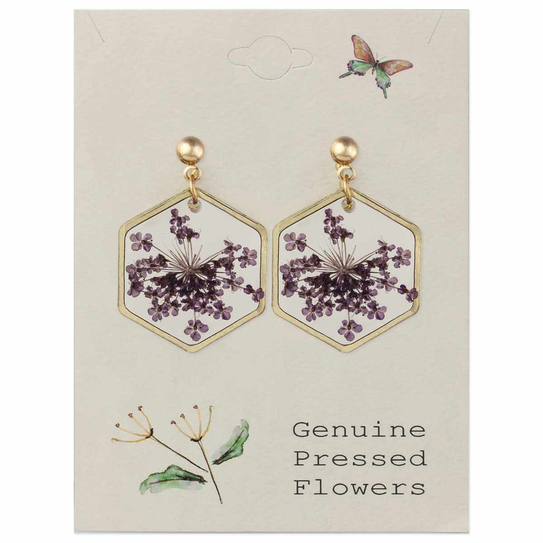 Purple Dried Flower Earrings