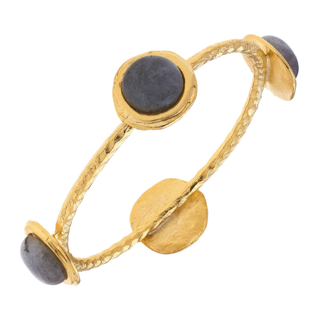 Labradorite Gold Bangle Bracelet