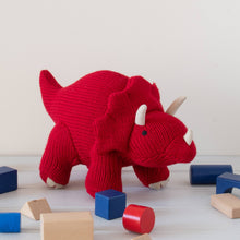 Load image into Gallery viewer, Knitted Triceratops Red