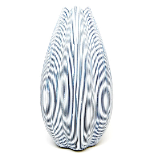 Champa L Vase Blue Stripe