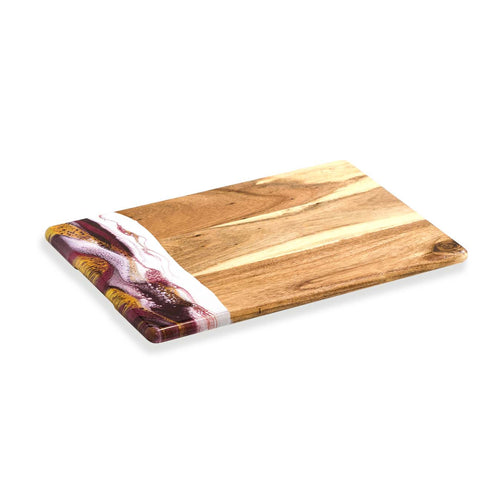 Cheeseboard Bread Board - Merlot/White/Gold - 12x18