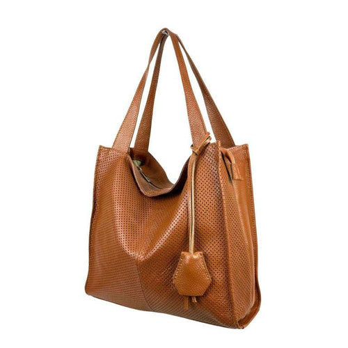 Camel Leather Shopper Bag